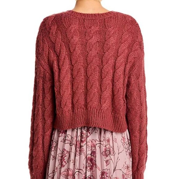 Steve Madden Ceronne Cable Knit Crewneck Sweater - NWT Small Rust - Picture 6 of 6